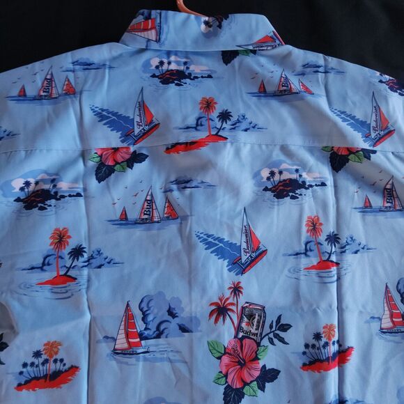 RSVLTS Mens Budweiser Regatta Have A Bud Size M Short Sleeve Button-Down Shirt - Picture 8 of 10